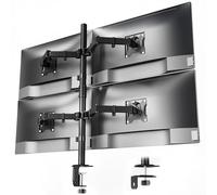 monTEK Support de bureau entièrement réglable pour 4 écrans jusqu'à 17"-32" et capacité de 10 kg par bras, bras de moniteur stable avec pince en C et base à œillets, VESA 75 x 75 mm/100 x 100 mm