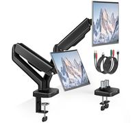 monTEK Support de moniteur 2 écrans avec port USB pour écrans de 17 à 32", VESA 75 × 75/100 × 100, charge jusqu'à 9 kg, inclinaison +80°/-45°, rotation à 360°, gestion des câbles