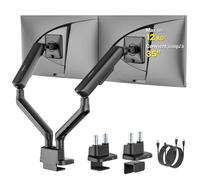 monTEK Support Double Écran PC avec USB, Bras à Ressort 17-35''