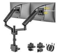 monTEK Support Double Écran PC Haut avec USB, Bras Moniteur 17-35"