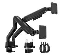 monTEK Support double moniteur avec USB A/C, support réglable robuste pour écrans de 17 à 40 po, bras mécanique à mouvement complet pouvant supporter jusqu'à 12 kg, VESA 75 x 75/100 x 100 avec pince