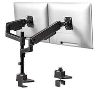 monTEK Support Écran PC 2 Écrans pour 17-35", Bras Double Écran Réglable en Hauteur jusqu'à 16kg, Support Articulé Inclinable et Pivotant, VESA 75/100mm, Gestion de Câbles, Montage Pince/Œillet