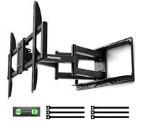 monTEK Support mural TV avec bras super long 638 mm pour téléviseurs de 37 à 90 pouces jusqu'à 75 kg, double bras articulés, inclinaison sans outil, fonction pivotante, VESA max. 600 x 400 mm
