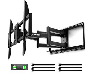 monTEK Support mural TV avec bras super long 638 mm pour téléviseurs de 37 à 90 pouces jusqu'à 75 kg, double bras articulés, inclinaison sans outil, fonction pivotante, VESA max. 600 x 400 mm