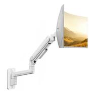 monTEK Support mural ultra large pour écrans de 17 à 49 pouces, support de moniteur unique robuste jusqu'à 20 kg, bras de moniteur entièrement réglable, support mural VESA 75 x 75/100 x 100, blanc