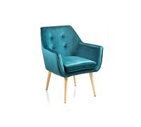 Montemaggi Fauteuil de Chambre à Coucher et Salon en Velours, Confortable et Résistant Fauteuil avec Jambes en Bois, Bleu Pétrole, 65x65x85 cm