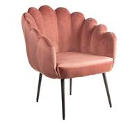 Montemaggi Fauteuil en Velours Rembourré avec Dossier à Coquillage, avec jambes noir, Petit Fauteuil de Chambre à Coucher et Salon, Chaise de salle à Manger, Rose, 64x67x77 cm