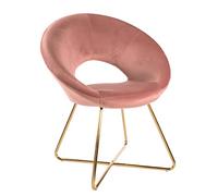 MONTEMAGGI Fauteuil Velours, Rond, rembourré avec Dossier, avec Pieds Or, Fauteuil de Salon et de Chambre, 71x59x84 cm - Rose poudré