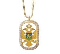 Monténégro EU National Emblème Collier Pendentif Diamant Cristal Doré Bijoux