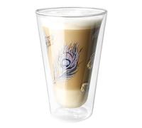 Montepreti Verre à latte macchiato avec plume de paon XXL 450 ml