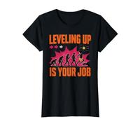 Monter de Niveau, C'est Votre Travail | Funny Evolution Gamer T-Shirt Graphique avec Valeur, Femme, Noir, L
