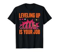Monter de Niveau, C'est Votre Travail | Funny Evolution Gamer T-Shirt Graphique avec Valeur, Homme, Noir, L