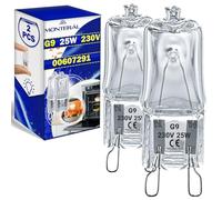 MONTERAL 2 Pièces Halogène Ampoule Four G9 25W 230V 300°С Ampoule pour Four avec le Code Original 00607291 607291 pour Bosch pour Siemens pour Balay