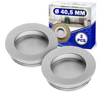 MONTERAL 2 Pièces Poignee Encastrable Porte Coulissante Ø 40,5 mm - Poignée Cuvette Fabriqué en Alliage de Zinc et Aluminium de Couleur Grise - Garantie de 10 Ans