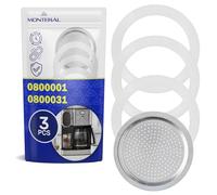 MONTERAL 3 Pièces Joint Cafetiere Italienne Complet avec 1 Filtre pour Cafetières 1 Tasse avec Code Original 0800001 0800031 pour Bialetti