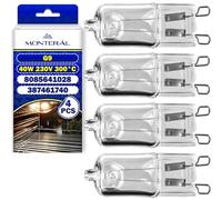 MONTERAL 4 Pièces Halogène Ampoule G9 pour Four 40W 230V 300°С - Ampoule Four avec le Code Original 8085641028 387461740 pour AEG pour Electrolux pour Zanussi