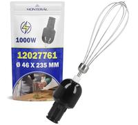 MONTERAL Fouet de Batteur avec Réducteur pour Batteur Electrique Cuisine Ø 46x235 mm avec Code Original 12027761 pour Bosch ErgoMixx Style 1000W - Garantie de 10 Ans