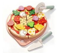 MonteSpi Jeu de Cuisine Pizza en Bois 27 Pièces pour Enfants | Jeu Montessori de simulation culinaire, développe la créativité et la motricité, dès 3 ans, idée cadeau