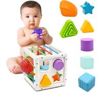 Montessori 1 2 Year Old Cube-Shaped Baby Toy for Fine Motor Skills and Early Awakening,Sensory Toy Newborn Gift for Boys and Girls 1 2 3 Years Old