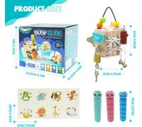 Montessori 15 in 1 Wooden Activity Cube Busy Board Montessori Educational Sensory Activity and Development Toy Busy Activity Cube for Babies 1 2 3 + Years Gift