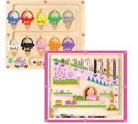 Montessori 2 in 1 Toys for Girls Magnetic Maze Colors and Numbers for Boys 3,4 and 5 Years Old Boys Color Sorting for Toddlers Fine Motor Skills Wooden Magnetic Puzzles