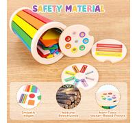 Montessori 3 in 1 Wooden Interlocking Toy from 2,Colors and Shapes from 1 2 3 Years Old Wooden Kids Toy Montessori Sensory Toy for Kids Age 1-3