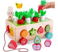 Montessori 6-in-1 Wooden Motor Farm Game from 3 Years,Tri Tri Harvest Carrot Stacking Educational Toys Gift for 1 Year Baby Girl Boy
