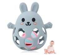 Montessori Anneau de dentition et hochet pour bébé 0 à 6 mois - Aide à la dentition et balle de préhension - Cadeau pour garçons et filles