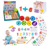 Montessori Arithmetic Math Toy Set - Beads, Chopsticks & Spoons, Silicone Digital Learning with Beads, Montessori Math Beads Counting Toy for Interactive Learning (1Set)