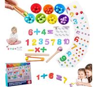 Montessori Arithmetic Math Toy Set, Montessori Math Beads Counting Toy, 2025 New Upgraded Silicone Digital Learning with Beads,Chopsticks & Spoons, Number Crunching Clip Bead Matching (1pcs)