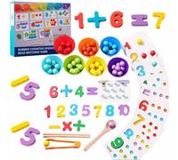 Montessori Arithmetic Math Toys Set - Beads, Montessori Arithmetic Math Toy Set - Silicone Digital Learning with Beads,Number Blocks, Daily Number Match, Wooden Toy for Children Gifts (1PCS)