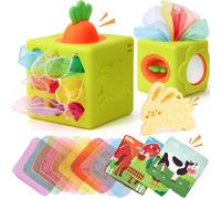 Montessori Baby Toy 6-12 Months-Baby Tissue Box-6 in 1 Sensory Toy with Wipes,Mirror,Teething Ring,Baby Girl Boy Gift 1 Year Old