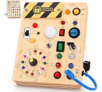 Montessori Busy Board 1 Year Children's Activity Board Wooden Toys with 10 Switches 23 LED Lights Sensory Learning Toys Games Montessori Toy Child Baby 1 2 3 Years Gift Child