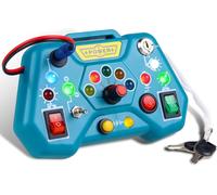 Montessori Busy Board 1 Year Old Child Activity Board with 8 LED Light Switches,Sensory Motor Experienced Toys Gift for 2 3 4 Years Boys Girls