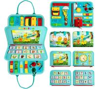 Montessori Busy Board 8 Page,Montessori Games for Babies 1,2,3,4 Years,Educational Green Toy for Children,Montessori Sensory Board Activity Board with Puzzle