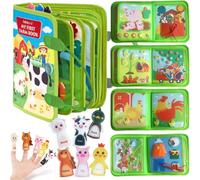 Montessori Busy Board à partir de 1 an - Livre d'activités de ferme avec marionnettes à doigts, planche de motricité en feutre pour tout-petits, jouet éducatif à partir de 2 ans avec exercices
