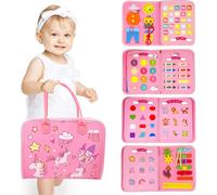 Montessori Busy Board,Activity Toy Sensory Book for Children 1 2 3 Years,Educational Games Presc Portable,Montessori Book 5 Layers,Sensory Board for Children Activity Board Montesso