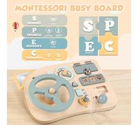 Montessori Busy Board Steering Wheel Car Child Toy Wooden Games Educational Toy Child 2 3 4 Years Boys Girl