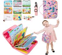 Montessori Busy Book-10-in-1 Sensory Activity Book with Shoulder Strap & Erasable Whiteboard,Ideal for Travel and Fine Motor Development.[F11]