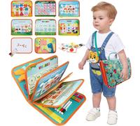 Montessori Busy Book-10-in-1 Sensory Activity Book with Shoulder Strap & Erasable Whiteboard,Ideal for Travel and Fine Motor Development.[F14]