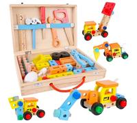 Montessori Children's Toy, DIY Tool Box, Montessori Games, Wooden Toy Tool for Children, Educational Building Game, Jeu de Construction Jeux Educatif, Gift for Children 3, 4, 5 Years, Boy Girl. (B)