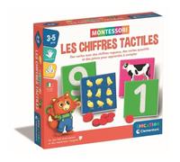 Montessori - Clementoni - Les chiffres tactiles - Jeu éducatif apprentissage des chiffres - 10 cartes chiffres rugueux - Dés 3 ans