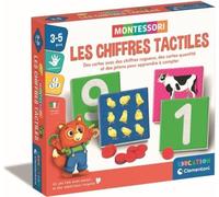 Montessori - Clementoni - Les chiffres tactiles - Jeu éducatif apprentissage des chiffres - 10 cartes chiffres rugueux - Dés 3 ans