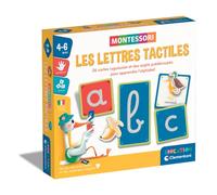 Montessori - Clementoni - Les lettres tactiles - Jeu éducatif pour apprendre l'alphabet - 26 cartes lettres rugeuses - Dés 3 a