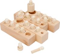 Montessori Cylinder Blocks Set,Educational Wooden Buttons,Development Toys Learning Classification,Counting,Measuring,Gift for Children Boys Christmas