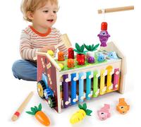 Montessori Educational Toy for 1 Year Old Toy,8 in 1 Xylophone Toy for Kids with Mole Game,Wooden Toy Gift for 1 2 3 4 Year Old Baby-Montessori Early Learning Toys (8-1)