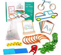 Montessori Educational Toy,Montessori for Ages 3+,Preschool Games,120 Wooden Sticks and Rings 20 Cards,Motor Skills Toy,Educational Toy of Figures and Shapes,Gift Idea for Children