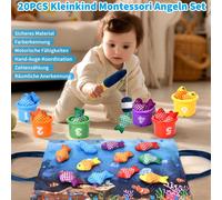 Montessori Fishing Toy for Baby 1-3 Years-Wooden Educational Game for Kids 12-18 Months,Fine Motor Development & Hand Eye Coordination-Girl/Boy Gift 6-12-24 Months
