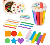Montessori Games 1 2 3 Years Old 3 in 1 Toy Child 1 2 3 Years Wooden Montessori Sorting Games,Learning Colors and Shapes Sensory Educational Game Fine Motor Skills Gifts for Boys Girls