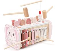 Montessori Games 1 Year-4 in 1 Baby Xylophone Game,Fishing Game,Hammer Game,Wooden Toy,Baby Motor Skills,Educational Games,Early Learning Toy,Birthday Gift 1 2 3 Years Old Girl Boy
